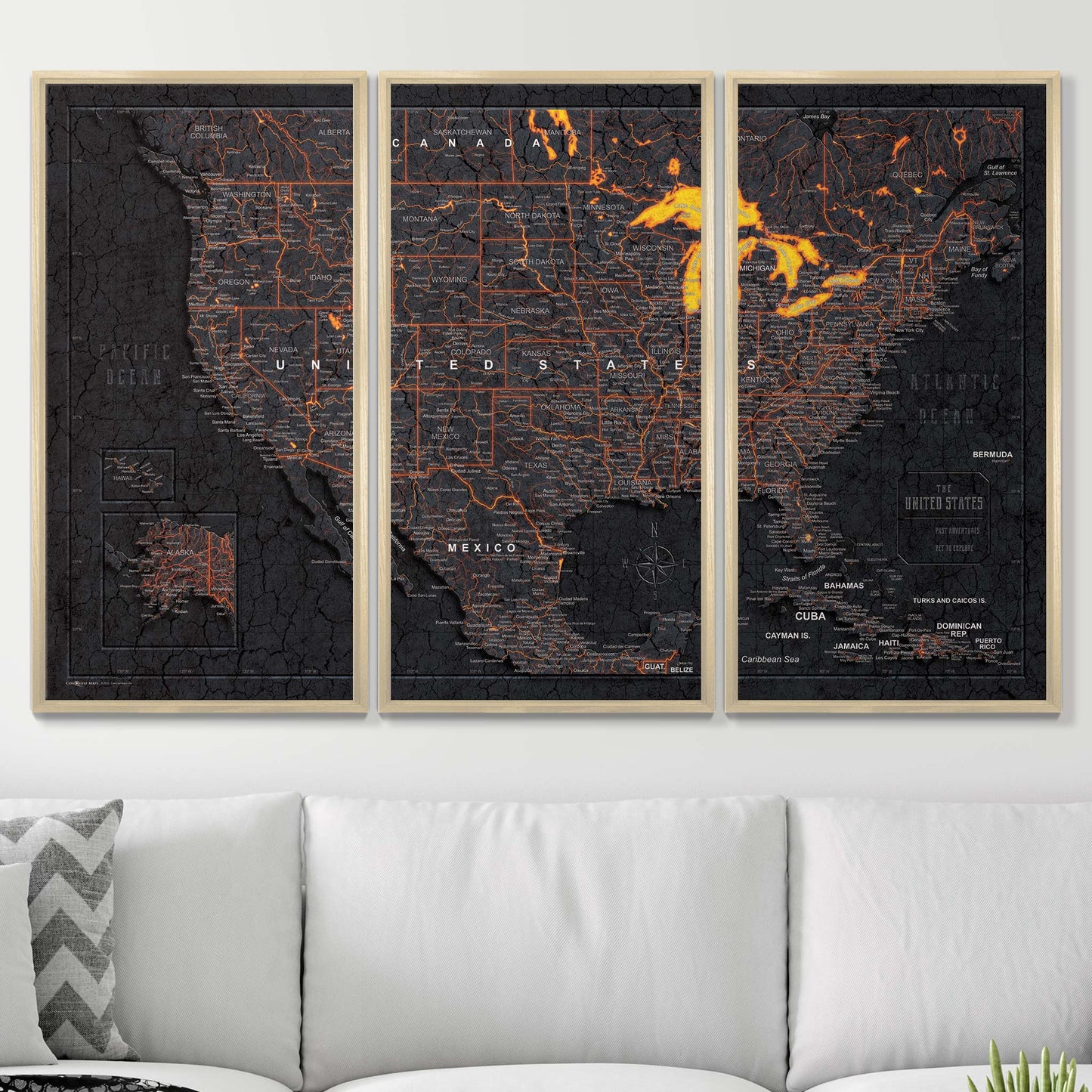 Push Pin USA Map: Obsidian Inferno (Pins Included)