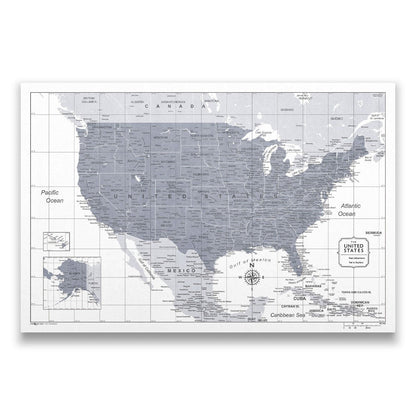 Push Pin USA Map: Dark Grey (Pins Included)