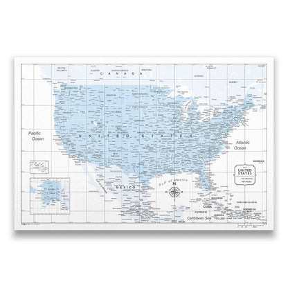Push Pin USA Map: Light Blue (Pins Included)