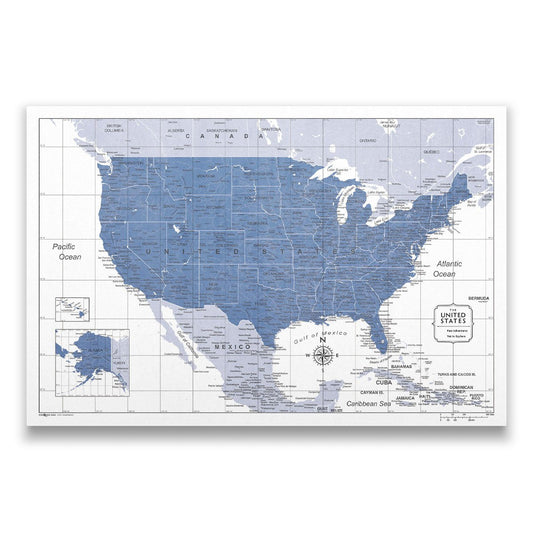 Push Pin USA Map: Navy (Pins Included)