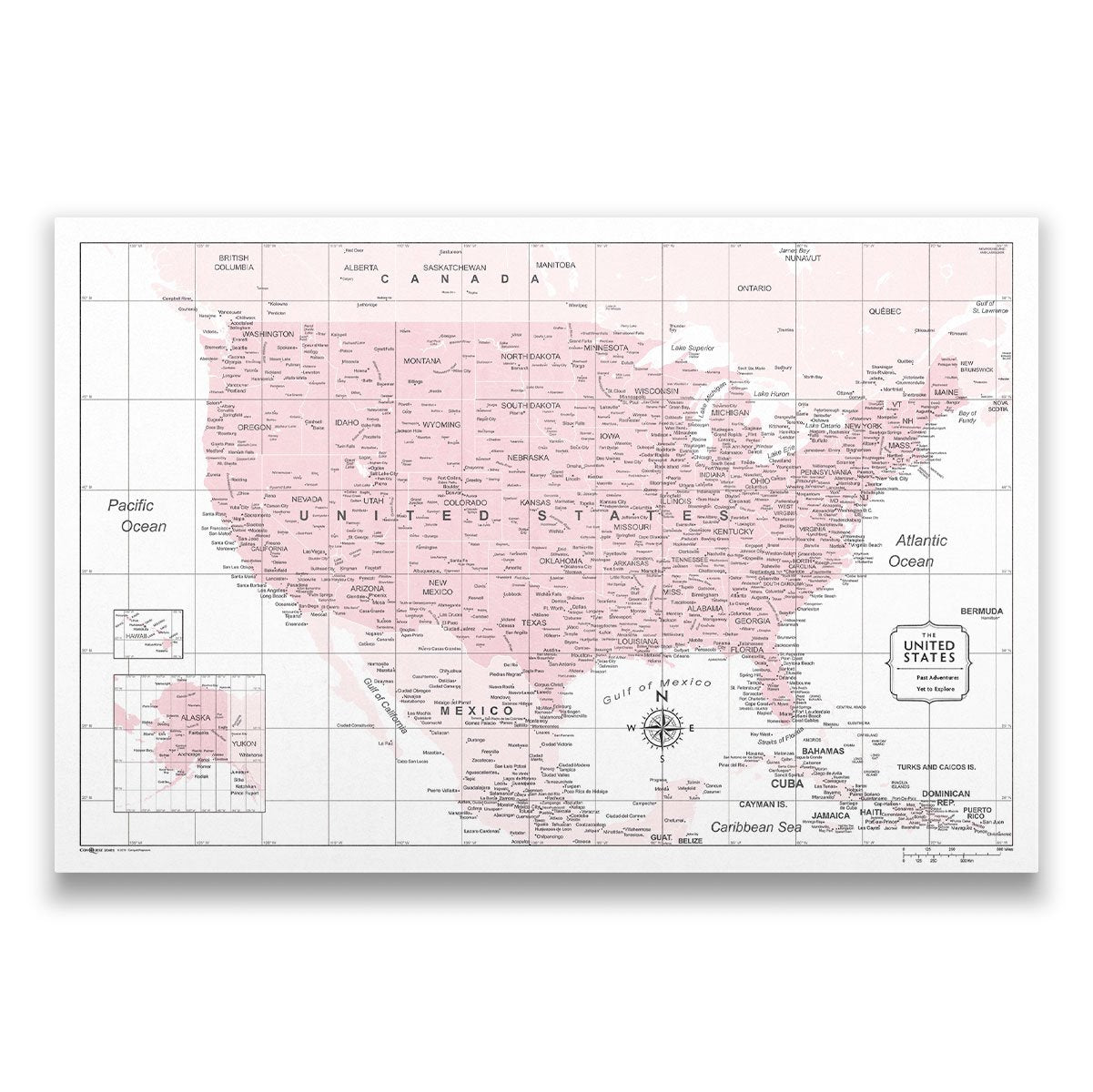 Push Pin USA Map: Pink (Pins Included)