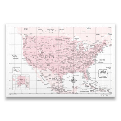 Push Pin USA Map: Pink (Pins Included)