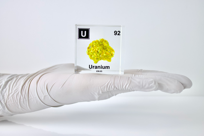 Uranium (Autenite) Element Cube - 2" Acrylic Display - Atomic Number 92
