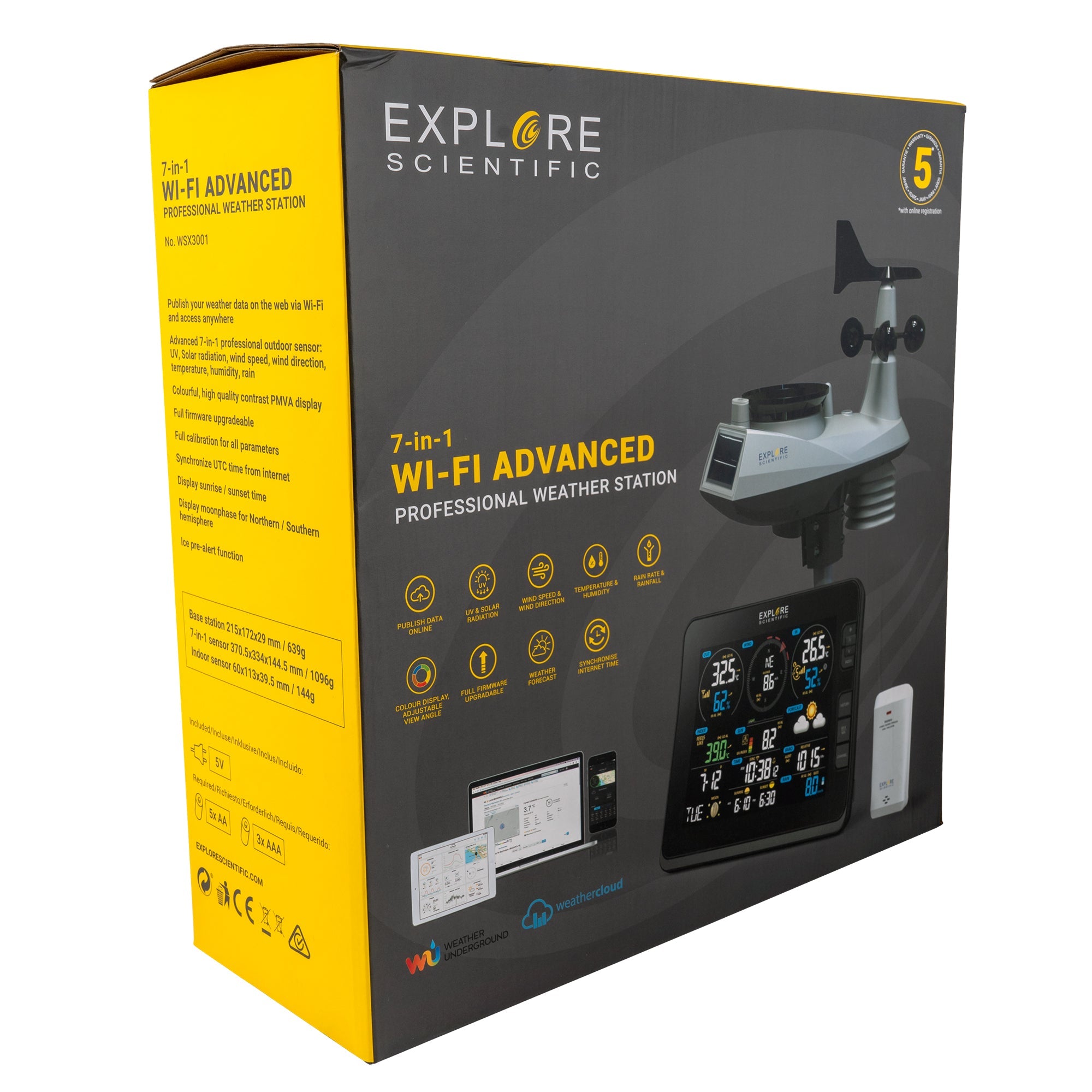 7-in-1 WiFi Professional Weather Station with Weather Underground
