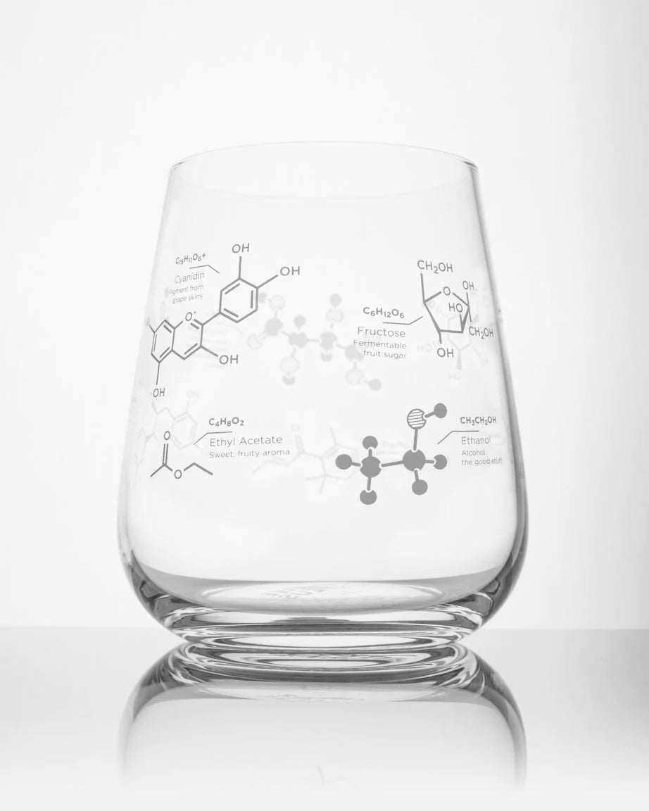 Wine Chemistry Stemless Wine Glass: White - Stemcell Science Shop