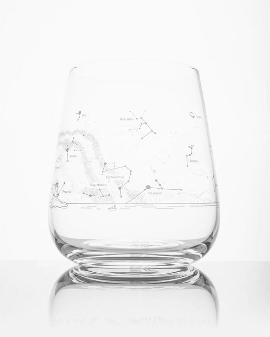Night Sky Stemless Wine Glass: White - Stemcell Science Shop