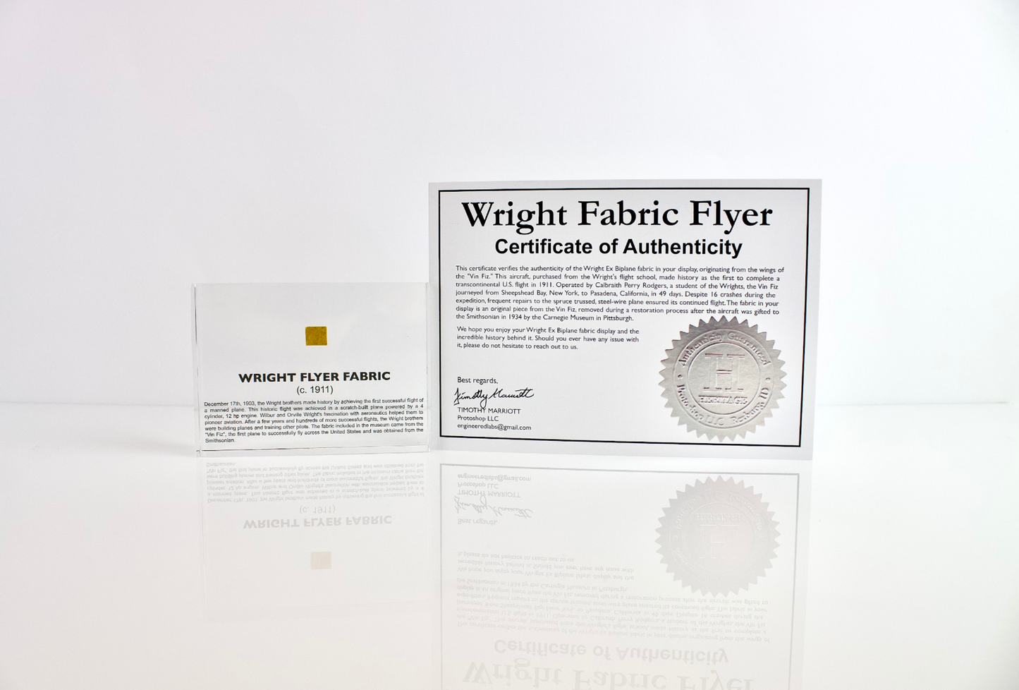 Wright Flyer Fabric Artifact Display