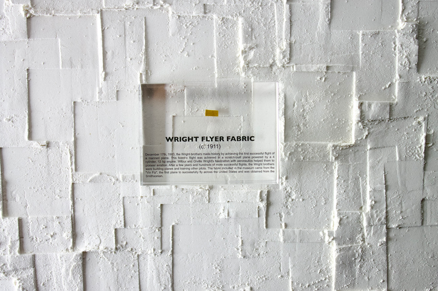 Wright Flyer Fabric Artifact Display