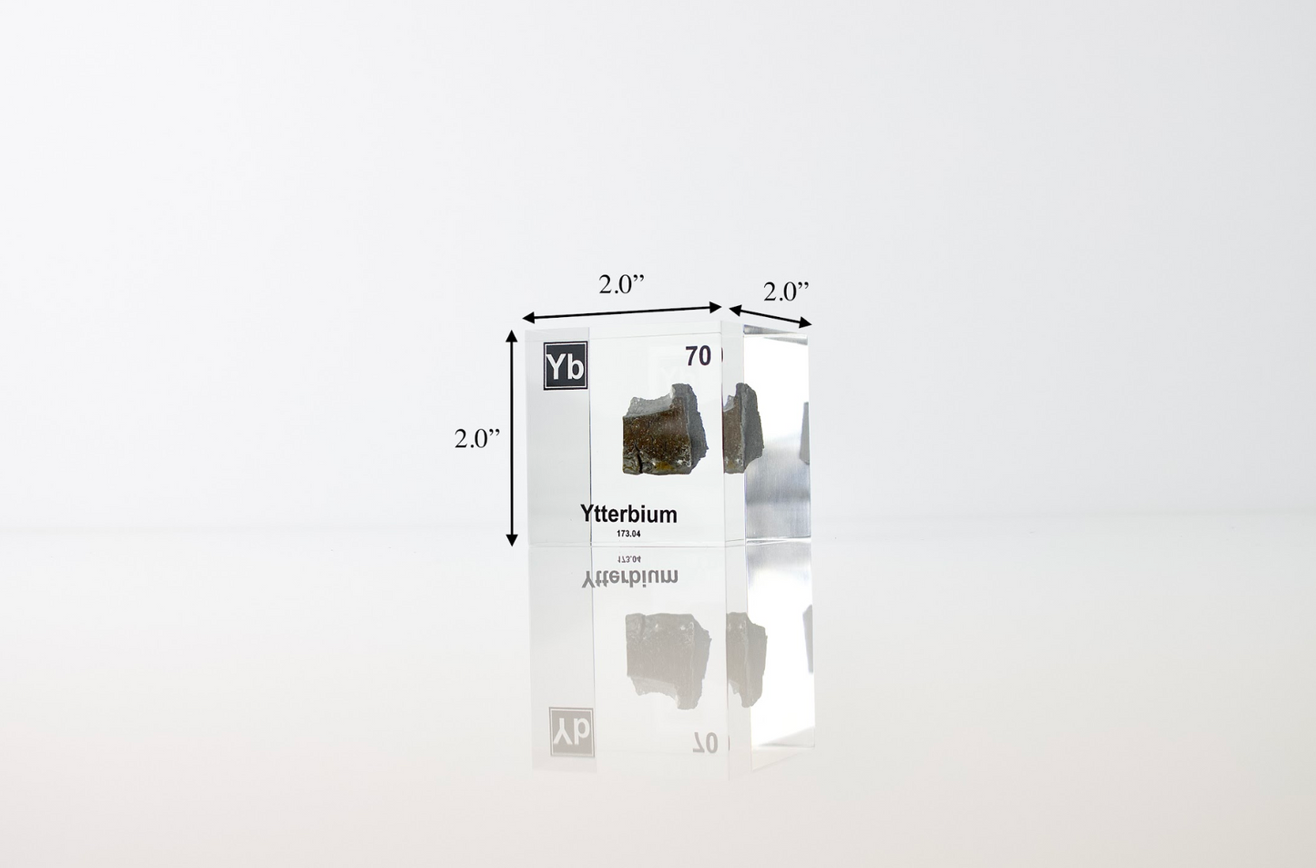 Ytterbium Element Cube - 2" Acrylic Display - Atomic Number 70