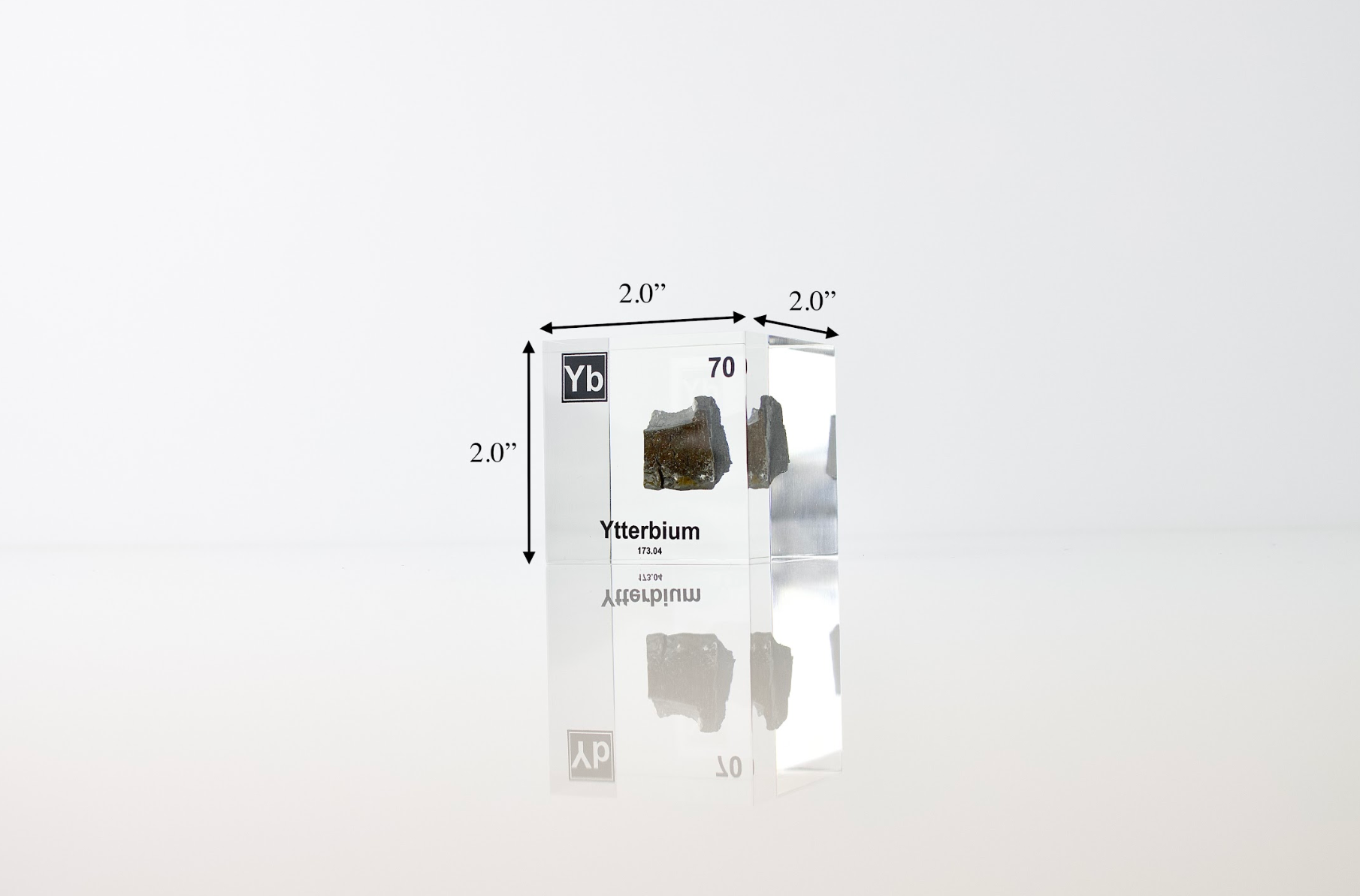 Ytterbium Element Cube - 2" Acrylic Display - Atomic Number 70