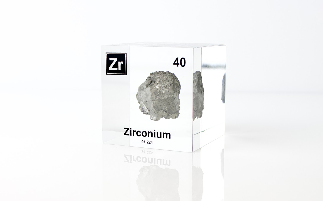 Zirconium Element Cube - 2" Acrylic Display - Atomic Number 40
