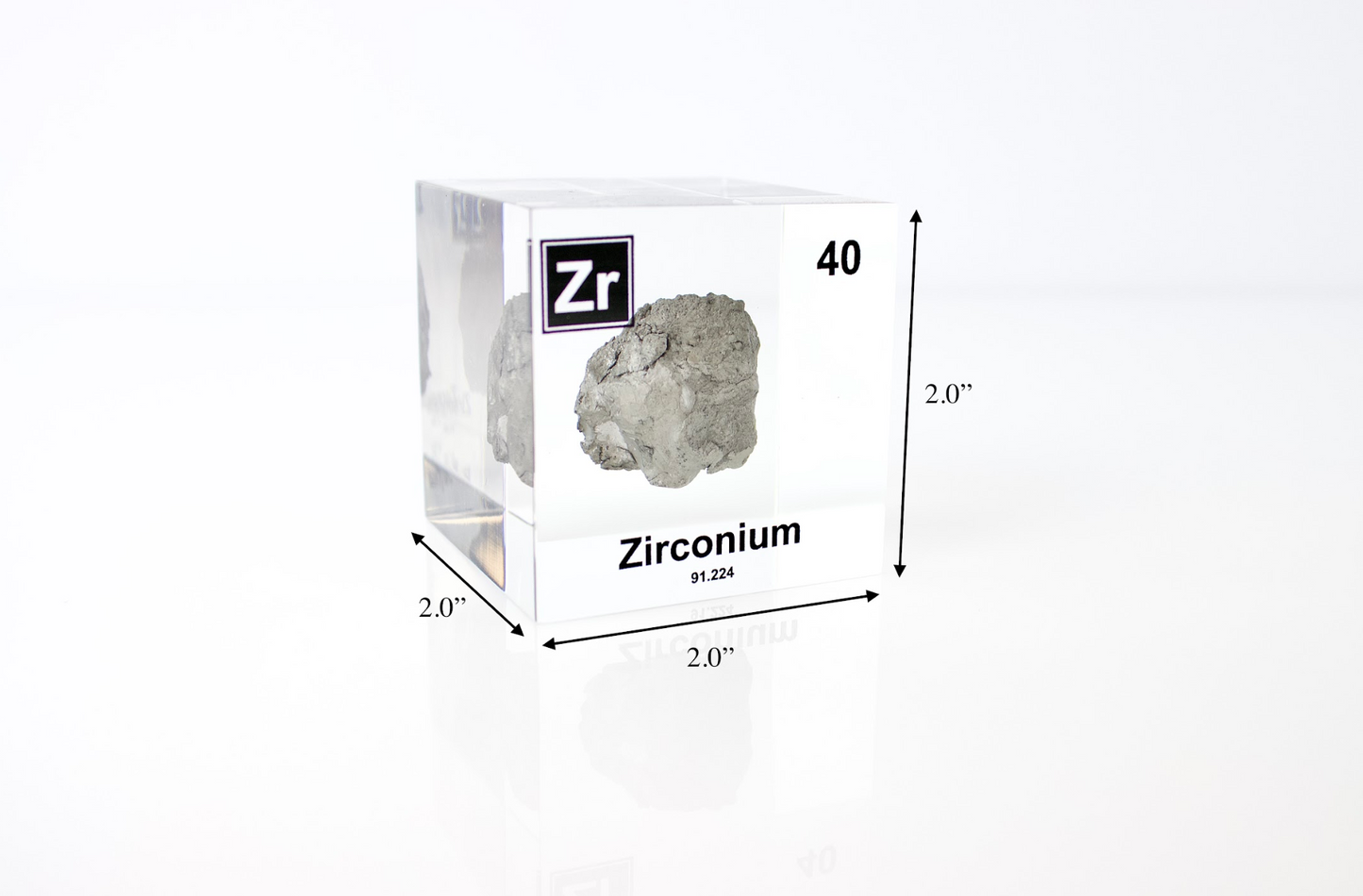 Zirconium Element Cube - 2" Acrylic Display - Atomic Number 40