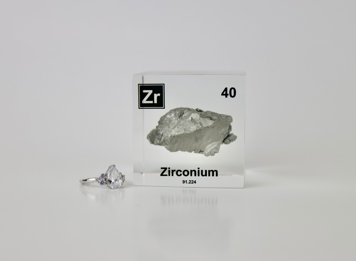 Zirconium Element Cube - 2" Acrylic Display - Atomic Number 40