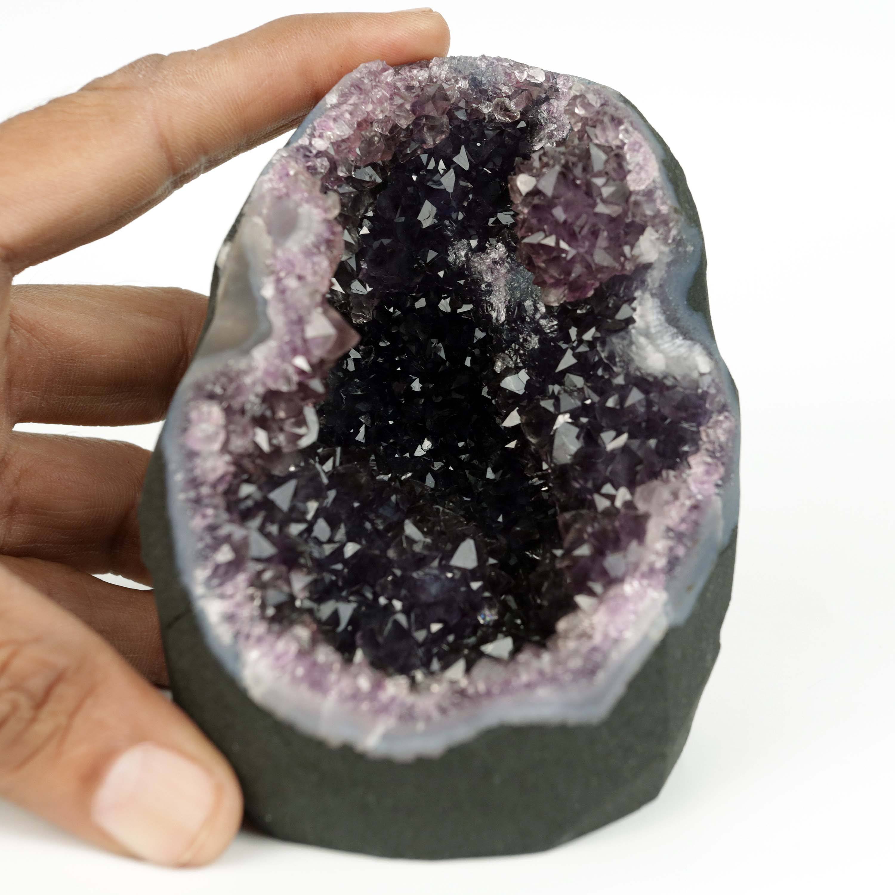 Amethyst Dark Purple Crystals Geode Natural Mineral Specimen  # B 4645