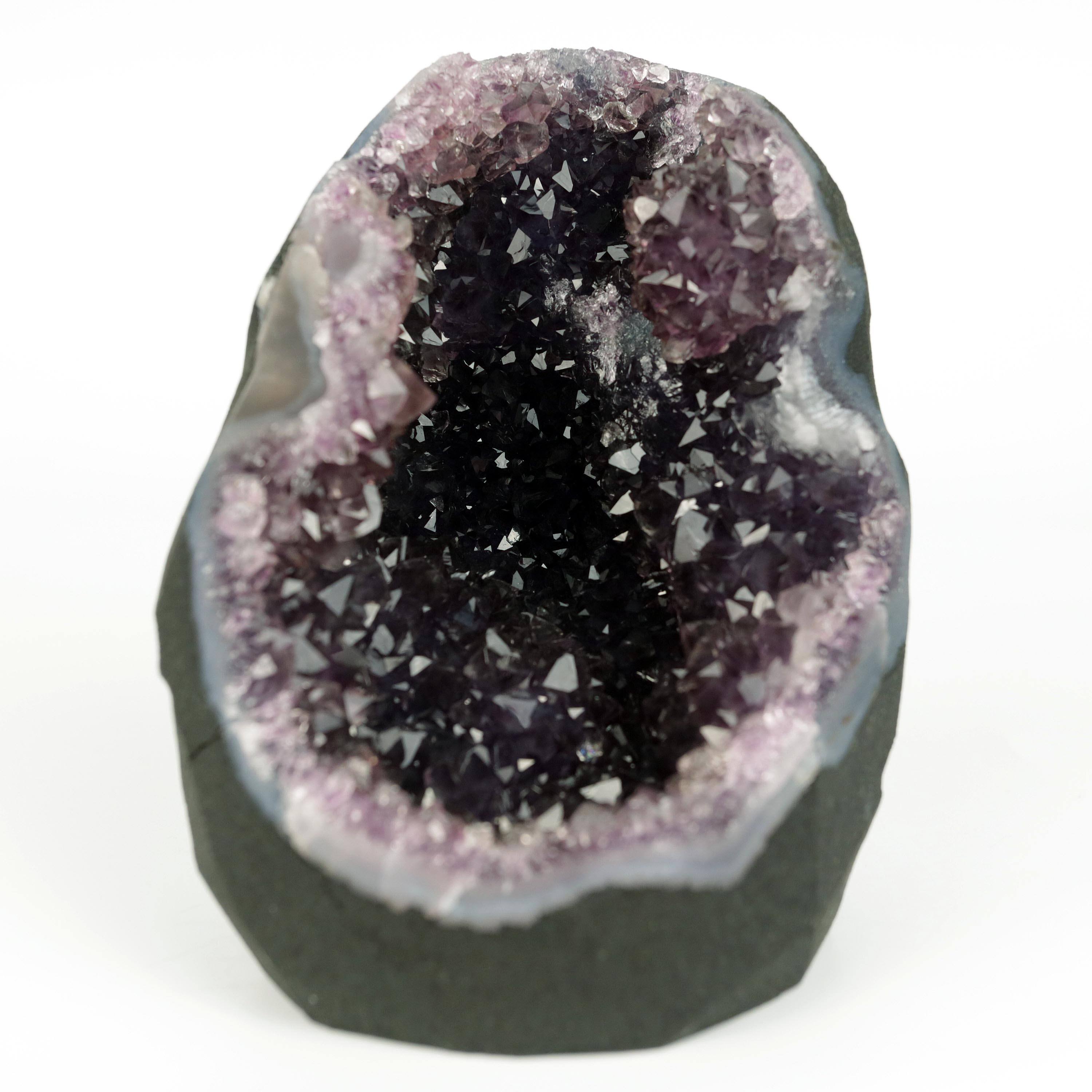 Amethyst Dark Purple Crystals Geode Natural Mineral Specimen  # B 4645