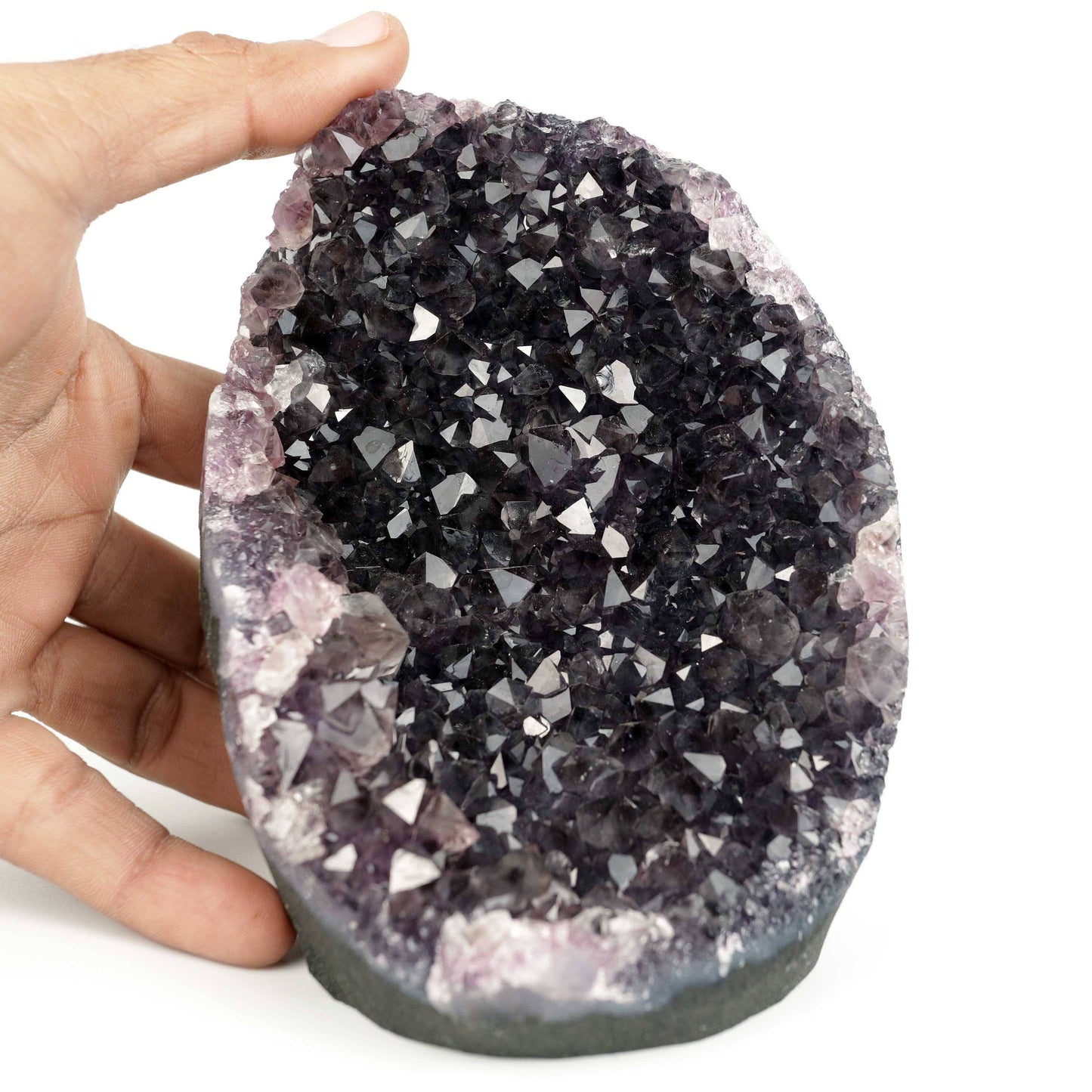 Amethyst Dark Purple Crystals Geode Natural Mineral Specimen  # B 4647