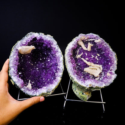 Amethyst Geode with Calcite Natural Mineral Specimen  # B 6740