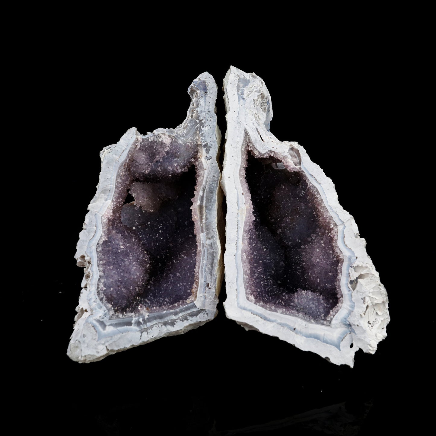 Amethyst Sparkling Crystals Geode in two Half's Natural Mineral Specimen # B 6364
