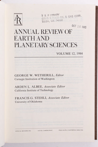 Annual Review of Earth and Planetary Sciences: Vol 12 Stemcell Science Shop