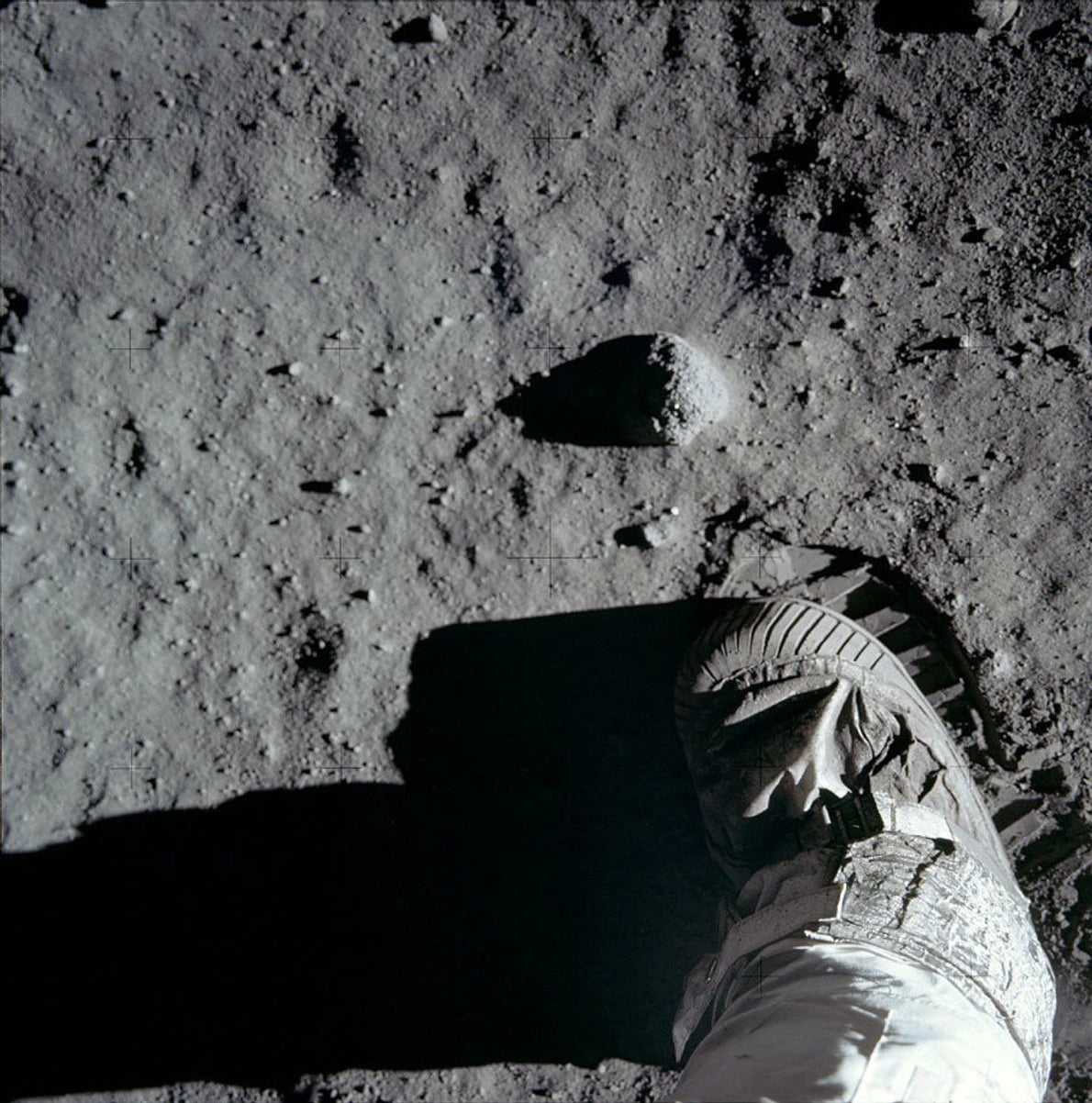 astronaut boot on the moon