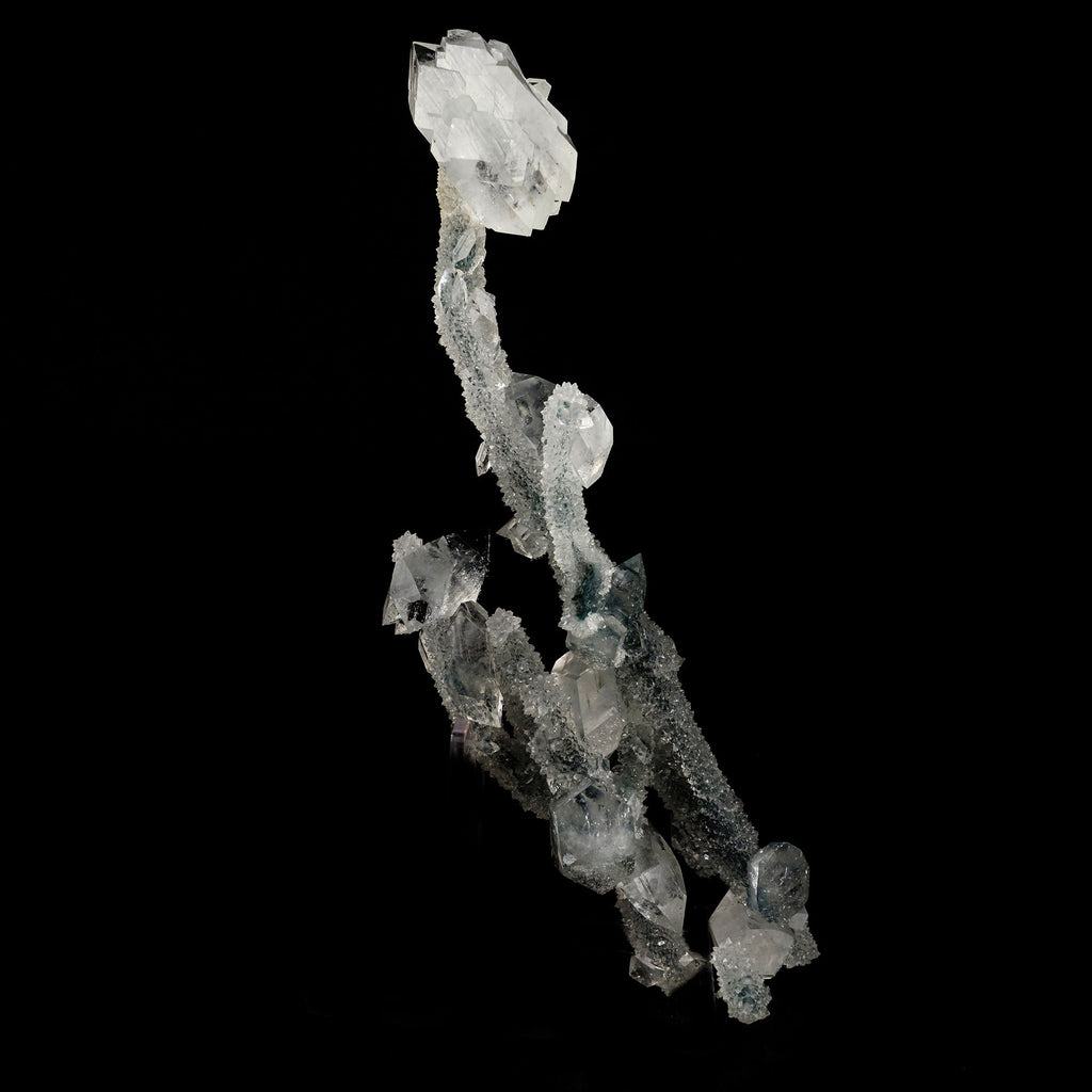 Apophyllite Crystals on Sparkling MM Quartz Stalactite Natural Mineral Specimen # B 6079