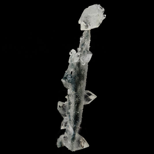 Apophyllite Crystals on Sparkling MM Quartz Stalactite Natural Mineral Specimen # B 6079