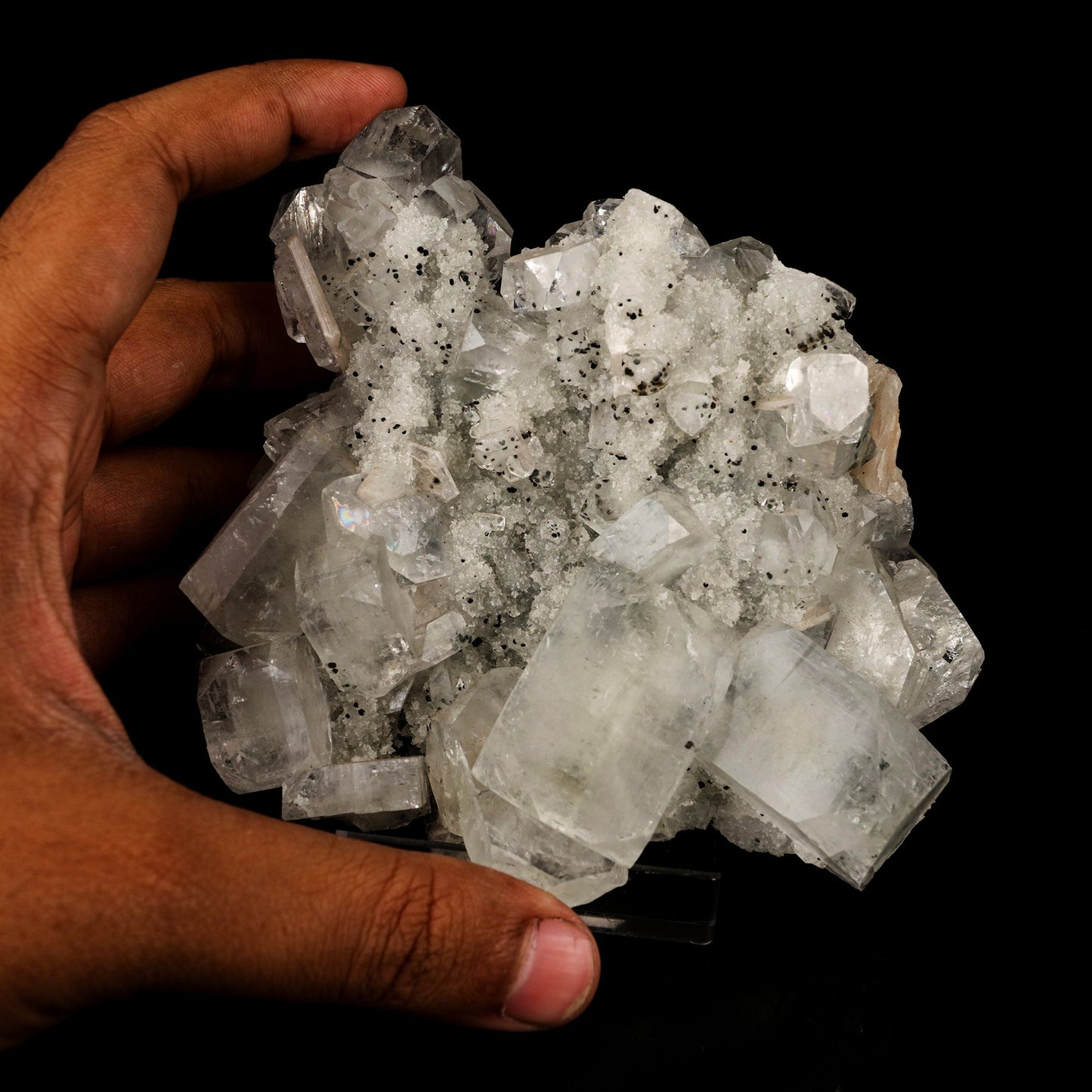 Apophyllite Cubes on Chalcedony Natural Mineral Specimen # B 5758
