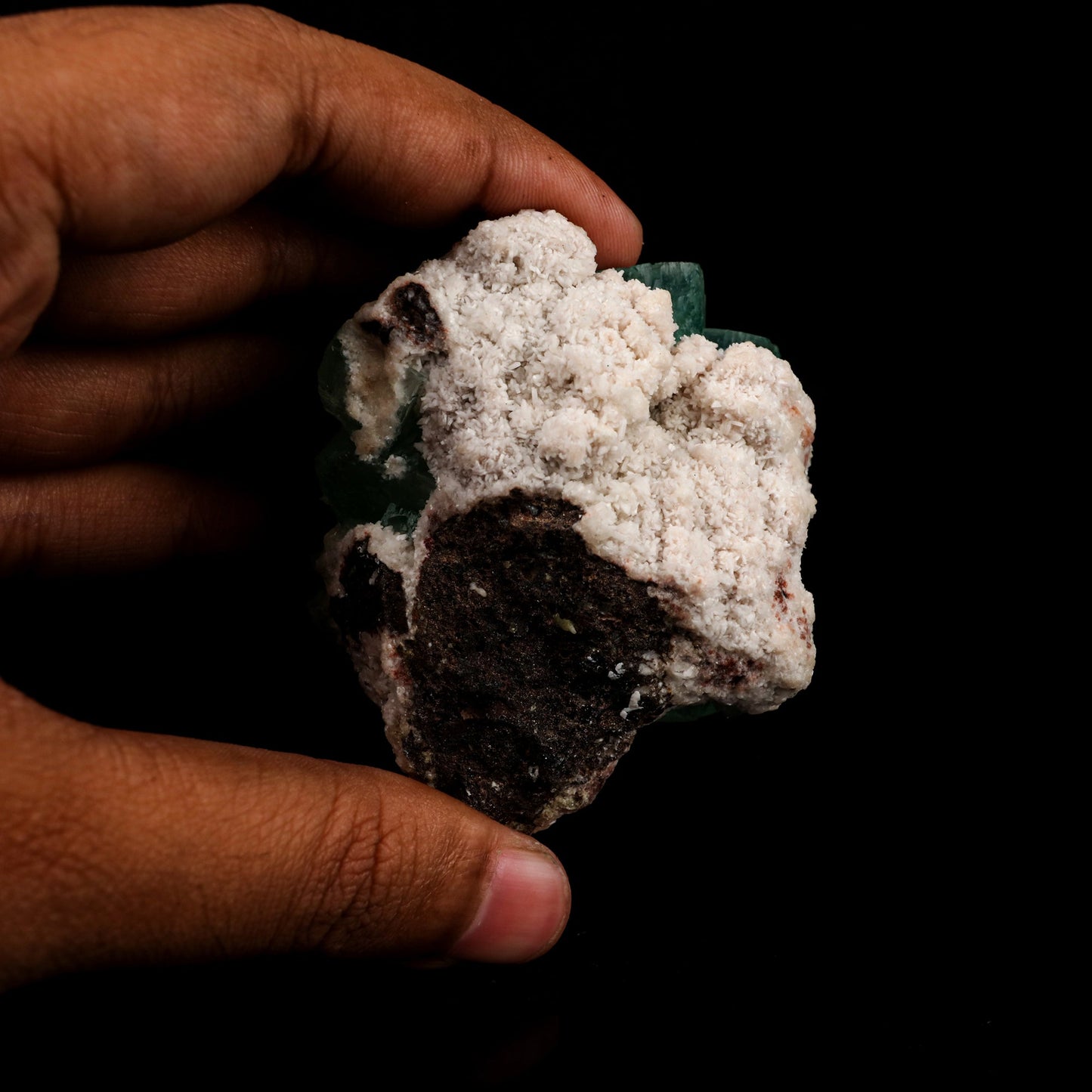 Apophyllite Green Cube on Chalcedony Natural Mineral Specimen # B 6388