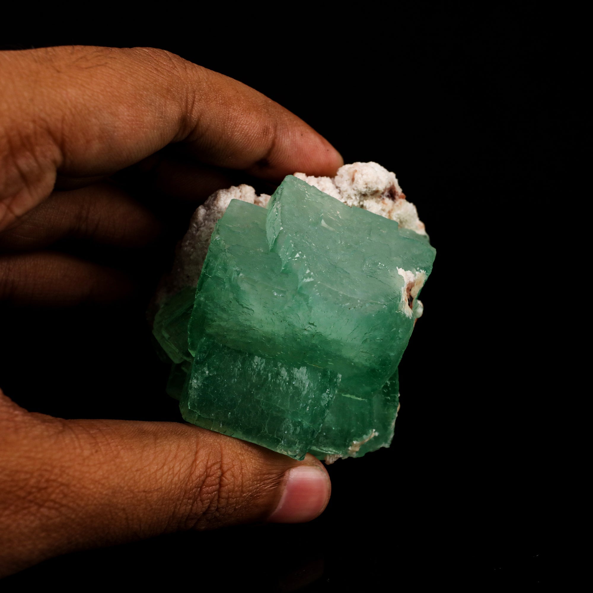 Apophyllite Green Cube on Chalcedony Natural Mineral Specimen # B 6388