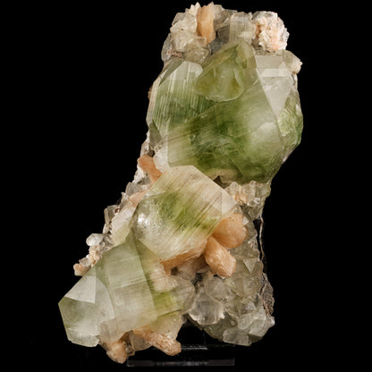 Apophyllite green cube with Stilbite Natural Mineral Specimen # B 6036