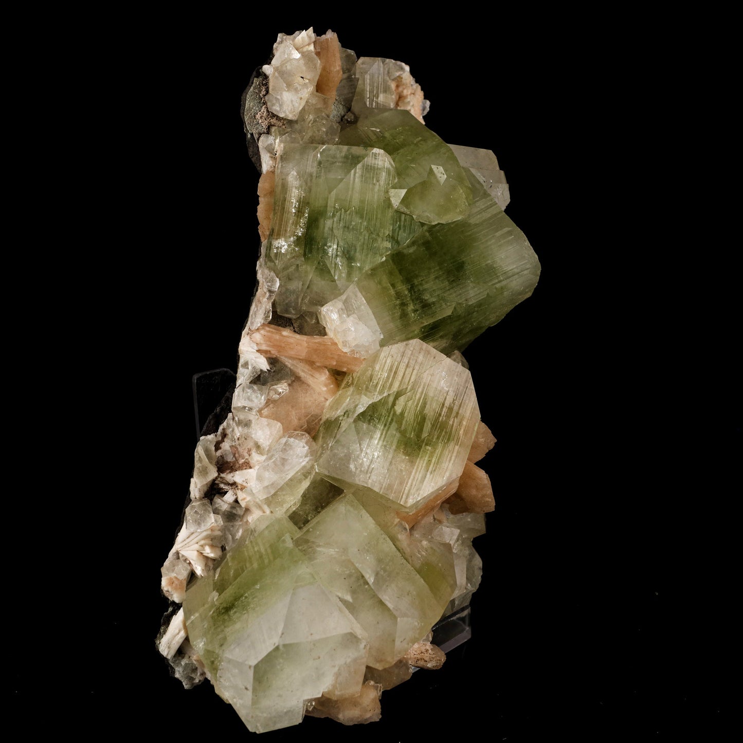 Apophyllite green cube with Stilbite Natural Mineral Specimen # B 6036