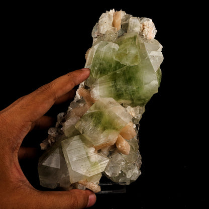 Apophyllite green cube with Stilbite Natural Mineral Specimen # B 6036