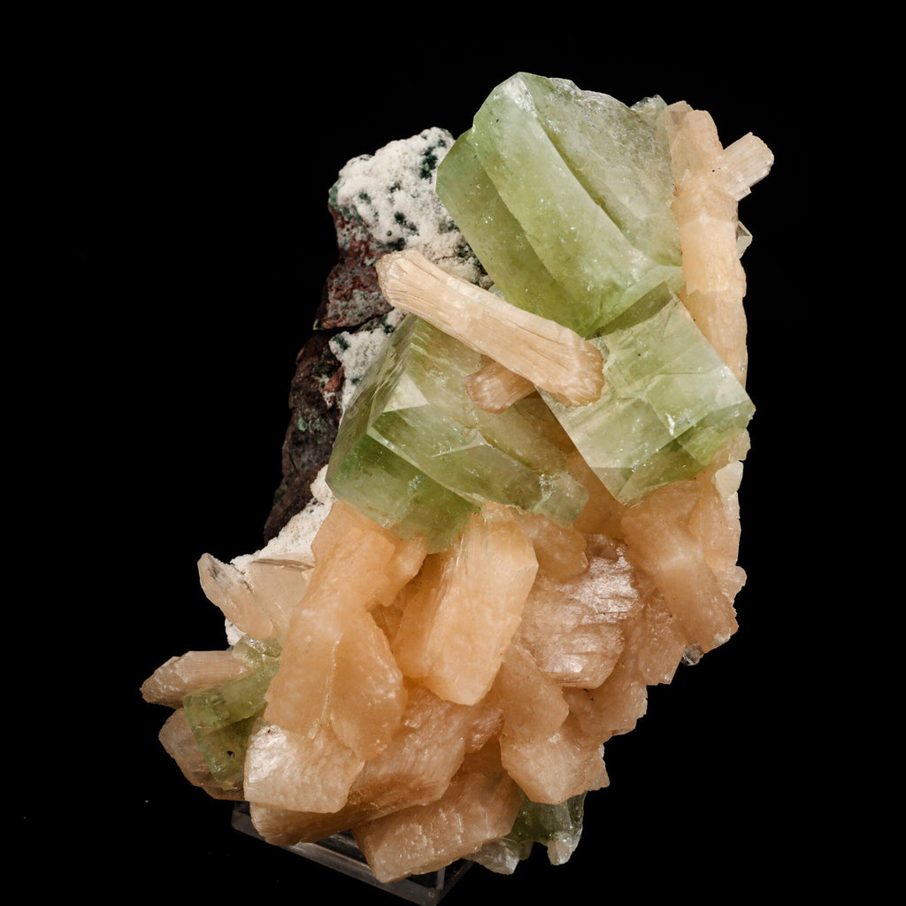 Apophyllite green cube with Stilbite Natural Mineral Specimen # B 6511