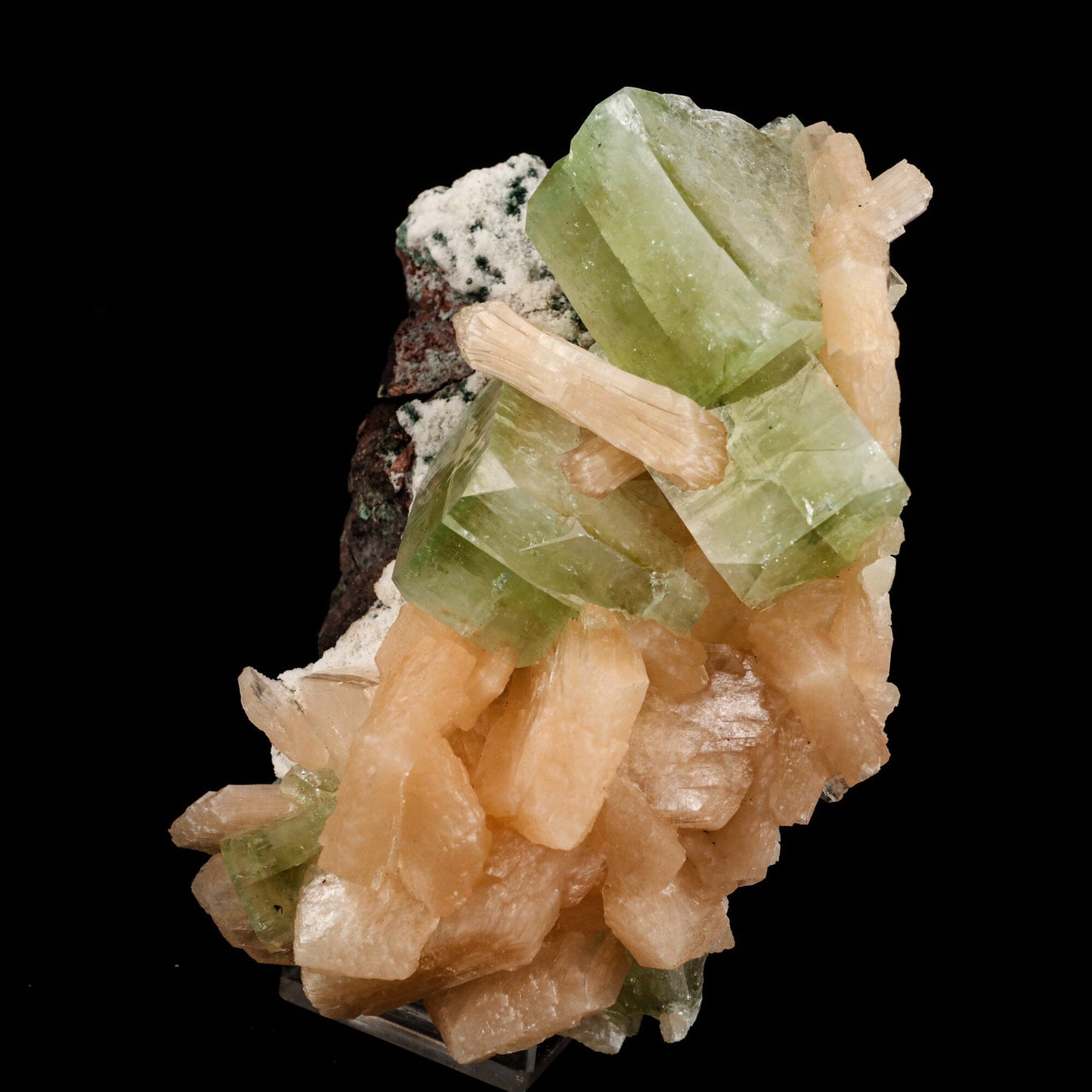 Apophyllite green cube with Stilbite Natural Mineral Specimen # B 6511