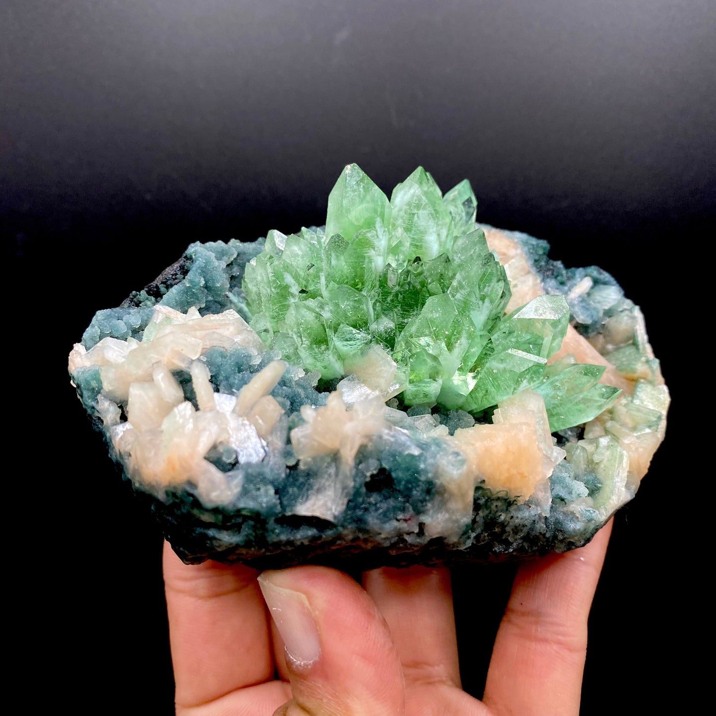 Apophyllite Green Flower on Chalcedony Natural Mineral Specimen, Default Title at Stemcell Science Shop