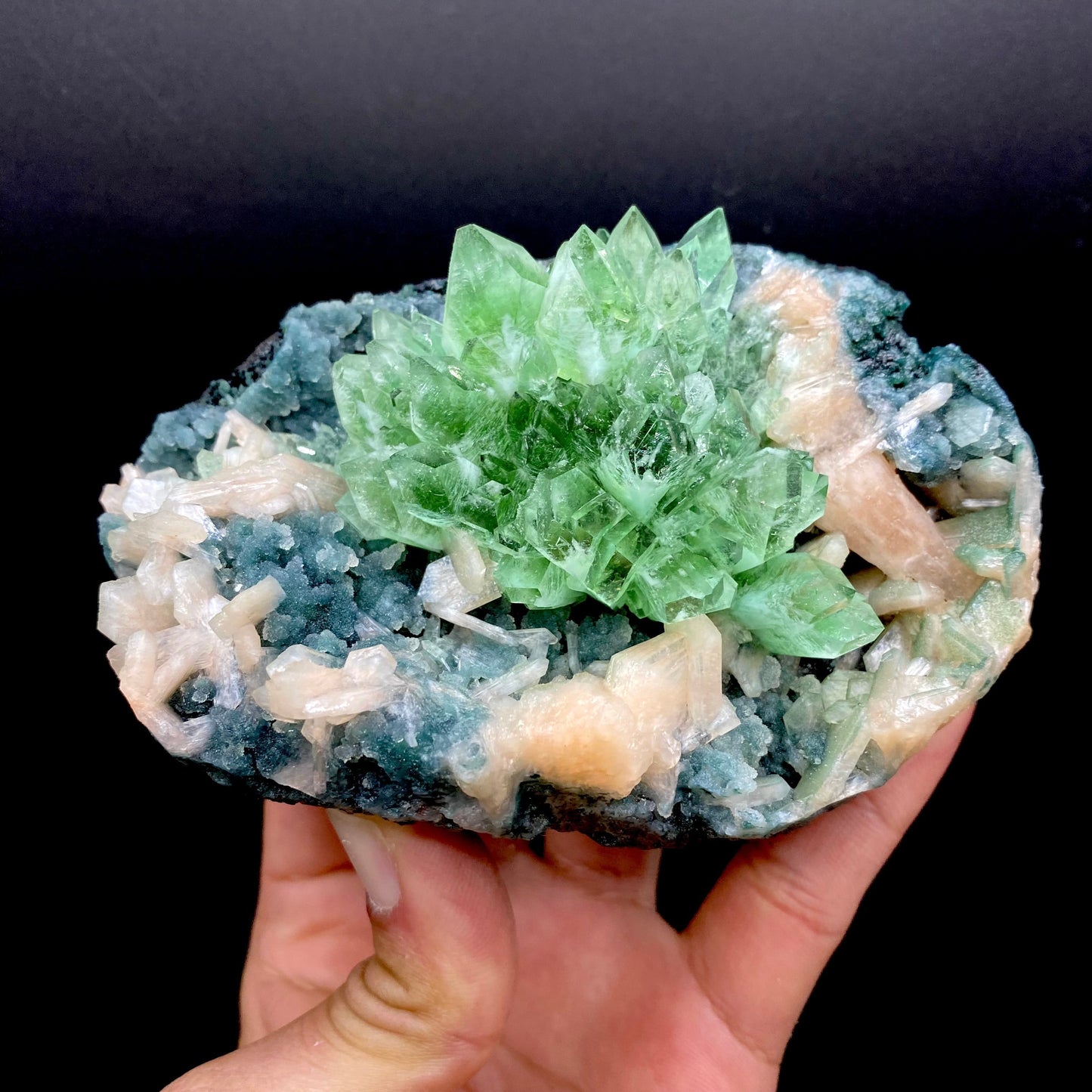 Apophyllite Green Flower on Chalcedony Natural Mineral Specimen, Default Title at Stemcell Science Shop