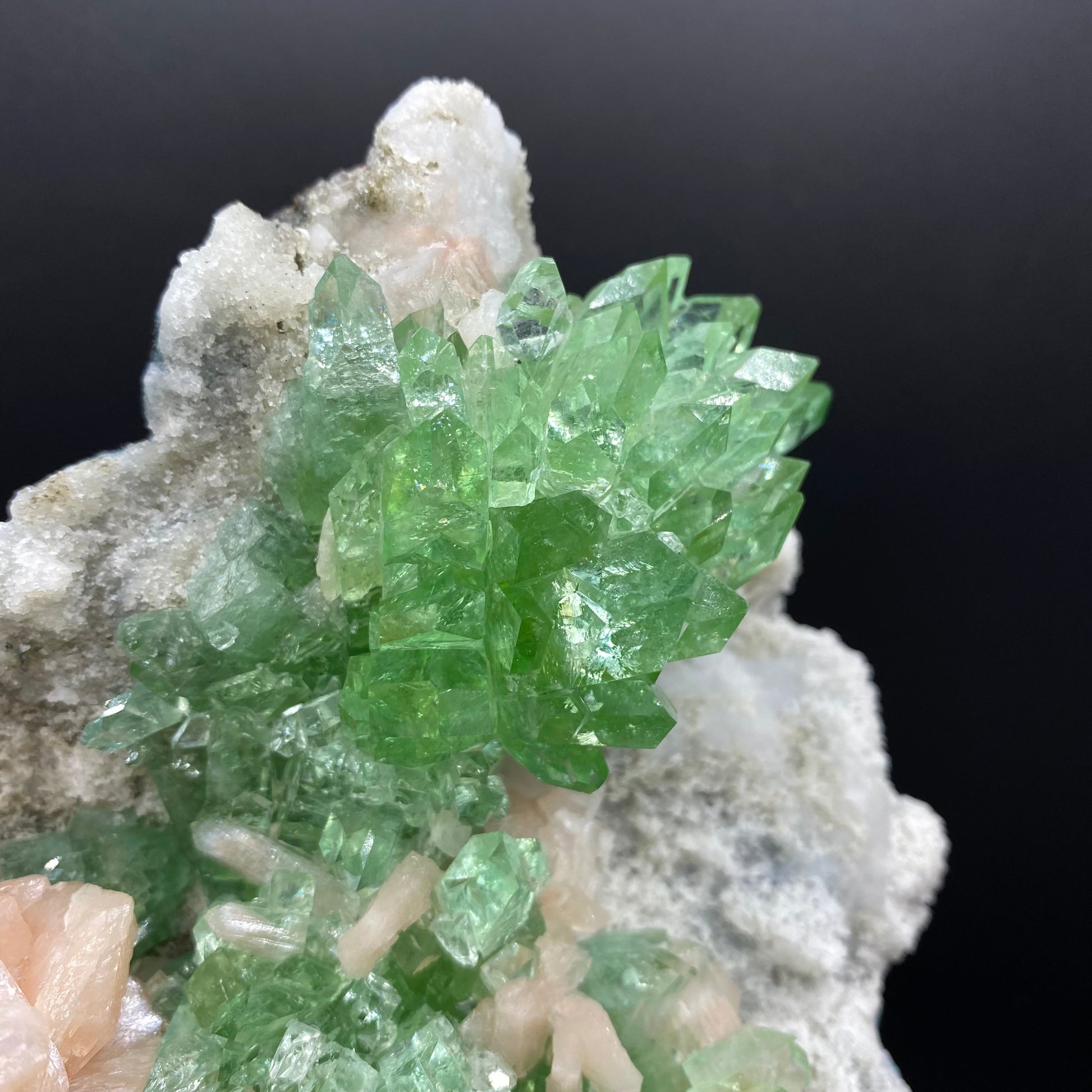 Bright Green Apophyllite Cluster with Stilbite, Natural Mineral Specimen, Default Title at Stemcell Science Shop