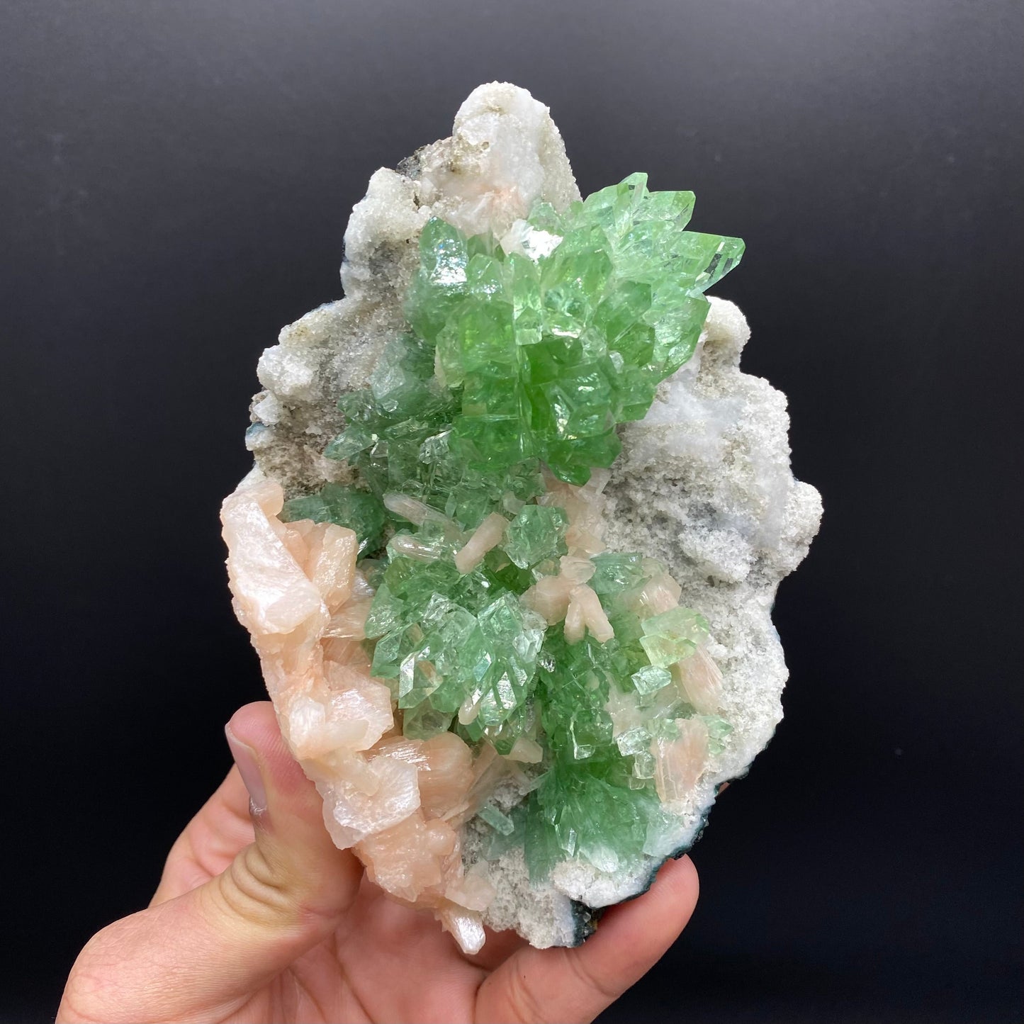 Bright Green Apophyllite Cluster with Stilbite, Natural Mineral Specimen, Default Title at Stemcell Science Shop
