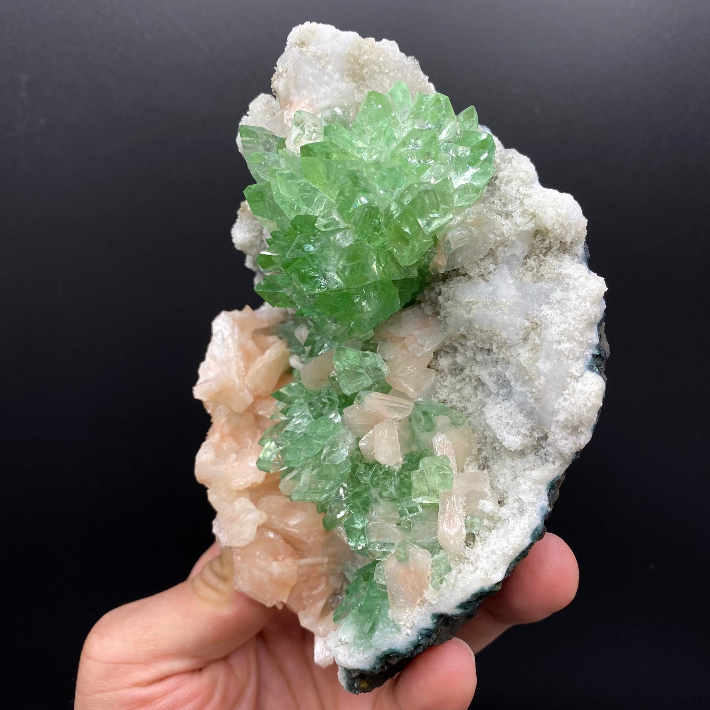 Bright Green Apophyllite Cluster with Stilbite, Natural Mineral Specimen, Default Title at Stemcell Science Shop