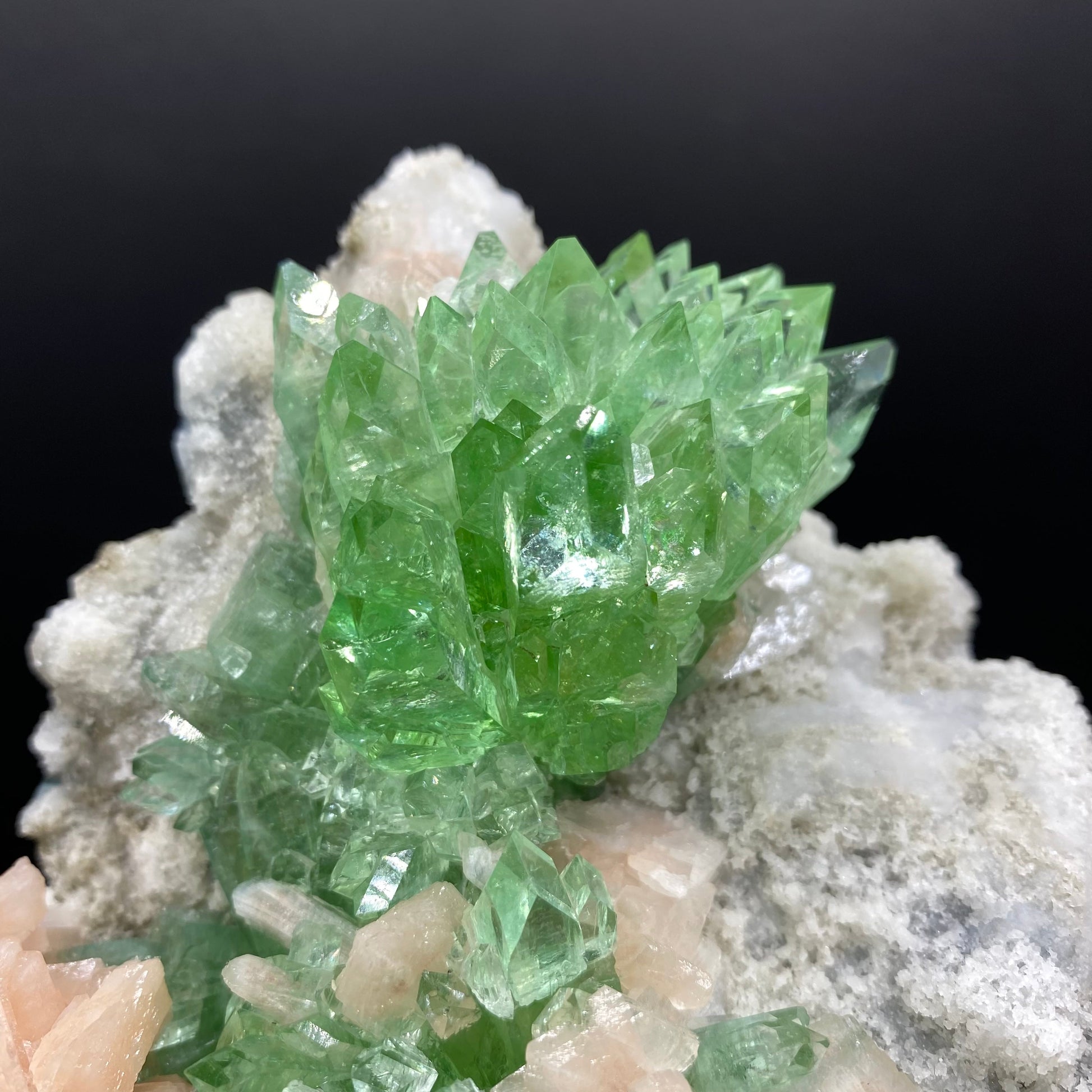 Bright Green Apophyllite Cluster with Stilbite, Natural Mineral Specimen, Default Title at Stemcell Science Shop