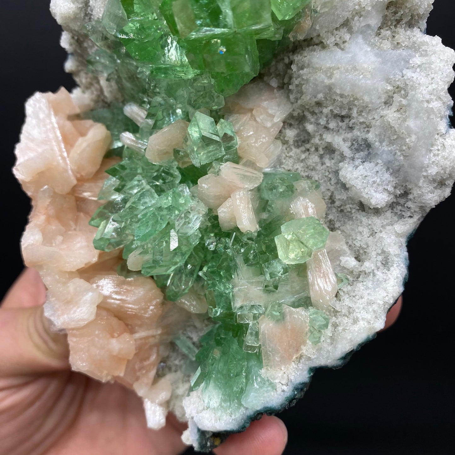 Bright Green Apophyllite Cluster with Stilbite, Natural Mineral Specimen, Default Title at Stemcell Science Shop