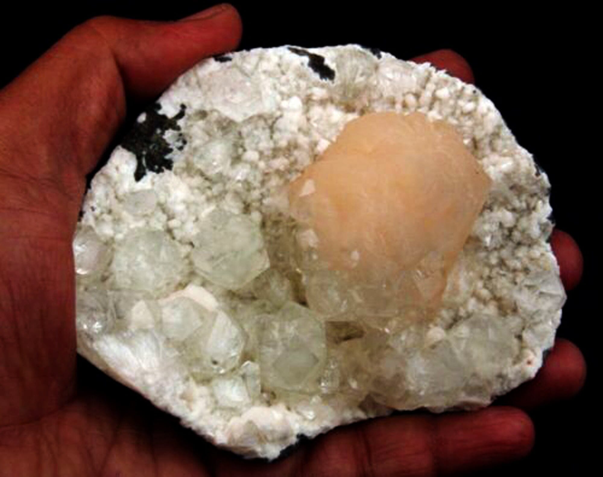 Apophyllite with Stilbite on Chalcedony Natural Mineral Specimen# B 1629