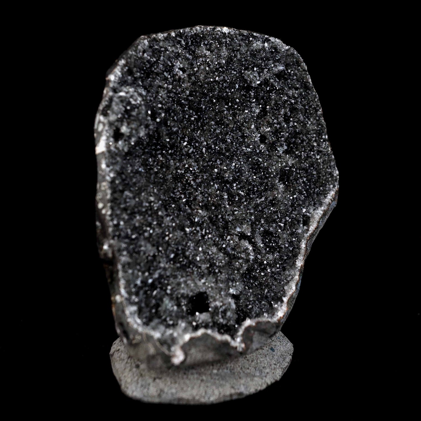 Black Sparkling Chalcedony Geode Natural Mineral Specimen  # B 4629