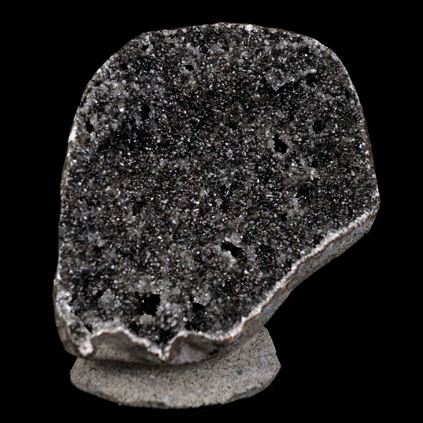 Black Sparkling Chalcedony Geode Natural Mineral Specimen  # B 4629
