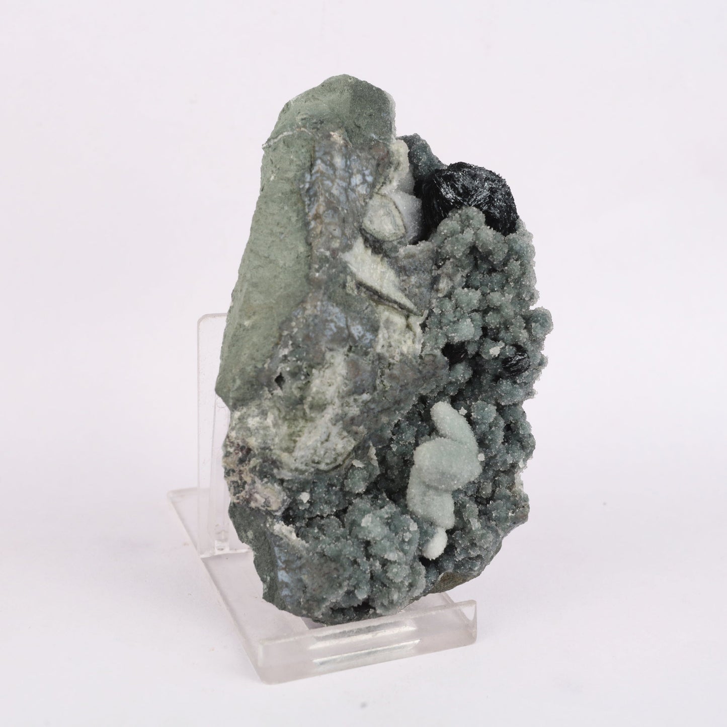 Botryoidal Babingtonite & Coated Calcite with Chalcedony Natural Mineral Specimen # B 6675
