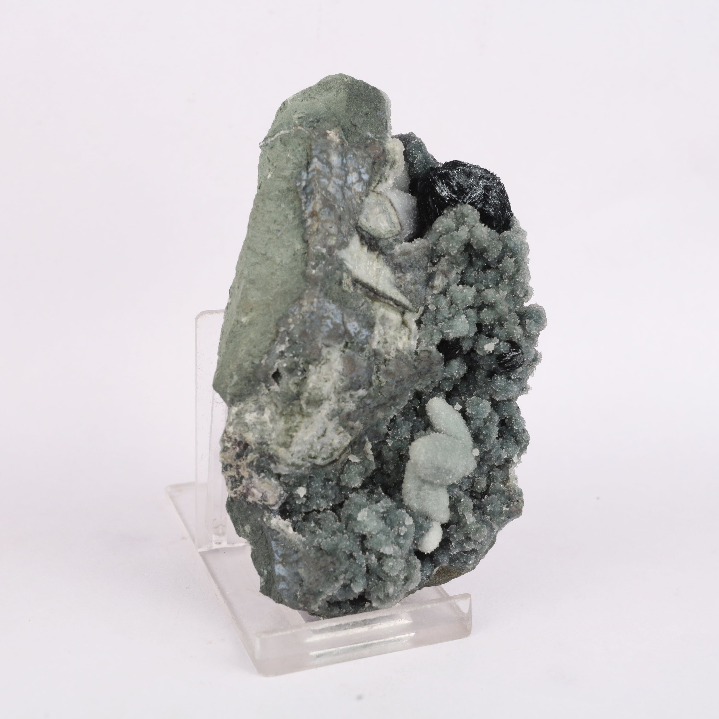 Botryoidal Babingtonite & Coated Calcite with Chalcedony Natural Mineral Specimen # B 6675