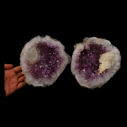 Calcite Crystal Inside Amethyst Two Havle Geode Natural Mineral Specimen  # B 5243