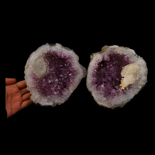 Calcite Crystal Inside Amethyst Two Havle Geode Natural Mineral Specimen  # B 5243