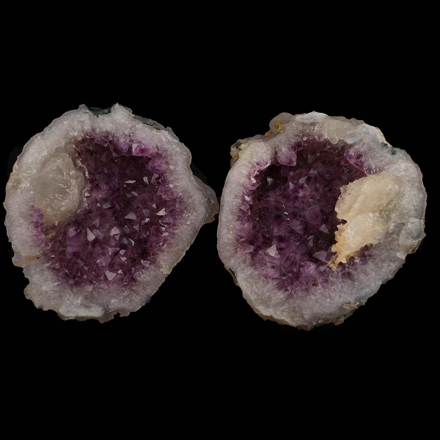 Calcite Crystal Inside Amethyst Two Havle Geode Natural Mineral Specimen  # B 5243