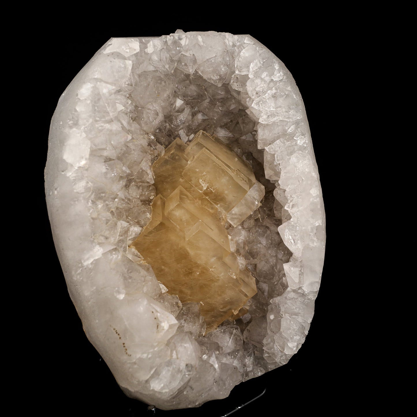 Calcite Crystals on Sparkling MM Quartz Stalactite Natural Mineral Specimen # B 6153